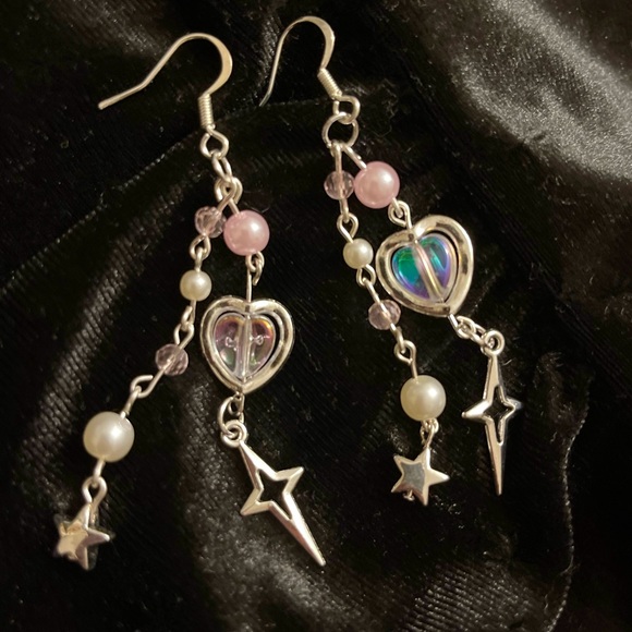 Handmade Pink Heart Earrings 💖 - Picture 1 of 1